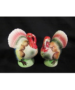 Turkey Salt &amp; Pepper Shaker Set Made in Japan, Red Cold Paint Wear, Than... - £11.27 GBP