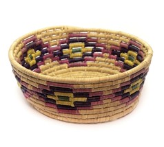 Vintage Hand Woven Coiled Sea Grass Tribal African Basket Bowl Handmade 9.5 x 4&quot; - £19.71 GBP