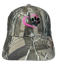 Real Tree Camo Pink Heart Black Bear Paw Embroidered SnapBack Hat - £14.43 GBP