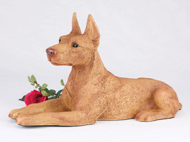 Large 261 Cubic Ins Red &amp; Tan Doberman Pinscher Resin Urn for Ashes, Ears Up - £147.87 GBP