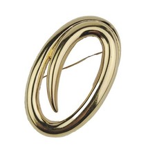 Vintage Jewelry Monet Signed Gold Tone Swirl Brooch Pin Oval Shape Signed  - £7.58 GBP