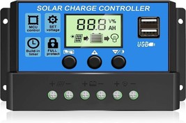 30A PWM Solar Panel Charge Controller 12/24V Auto LCD Display Dual USB T... - $19.99