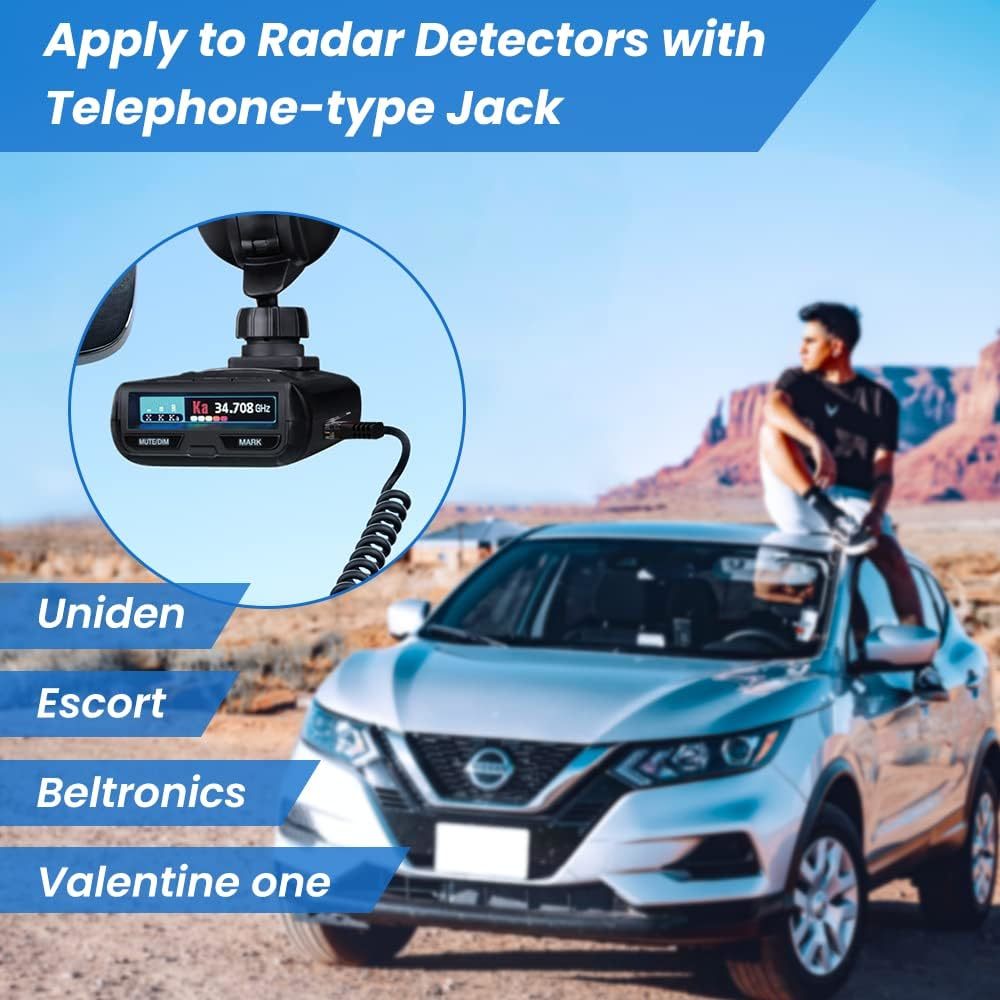 Radar Detector Coiled Power Cord for Escort Uniden Beltronics Valentine