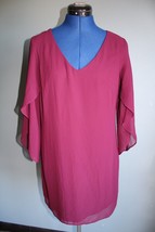 BCX Dress Burgundy 3/4 Sleeve Sheer Lined Dress ~M~ Style 1107250 - £11.01 GBP