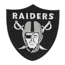 Oakland Raiders Iron On Patch 3.75&quot; Las Vegas Football Embroidered Applique New - £3.91 GBP