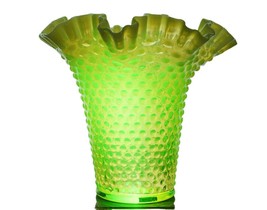 Huge Vintage Fenton Uranium Glass Topaz opalescent vaseline hobnail vase - £273.02 GBP