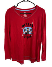 Secret Treasures Pajama Top Girls Size L Merry and Bright  Camper Red - £4.20 GBP
