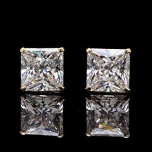 5mm Principessa Diamanti Finti Solitario Da Orecchini a Lobo Placcato Oro Giallo - £45.94 GBP