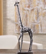 Silver Giraffe Figurine 17.9" High Resin Textured Home Decor image 2