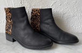 Sperry Maya Belle Black Leather/Leopard Print Chelsea Ankle Boots - Wome... - £36.50 GBP