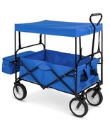 Collapsible Utility Wagon Cart Indoor/Outdoor with Canopy - Blue - $284.43