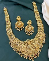 Gold Plated Indian Bollywood Style Choker Necklace Temple Goddess Jewelry Set - £53.47 GBP