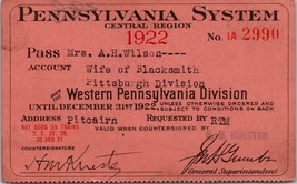 1922 Wife Of Blacksmith Pa System Railroad pass!  Eastern Pa, Western Pa... - £15.51 GBP