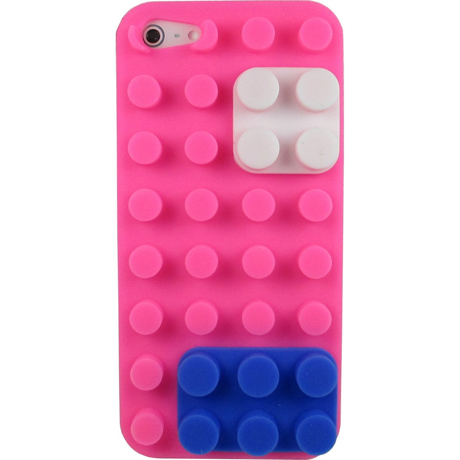 For iPhone 5 3D Lego Hot Pink Brick Building Block Silicone Case +  Protector - £4.71 GBP