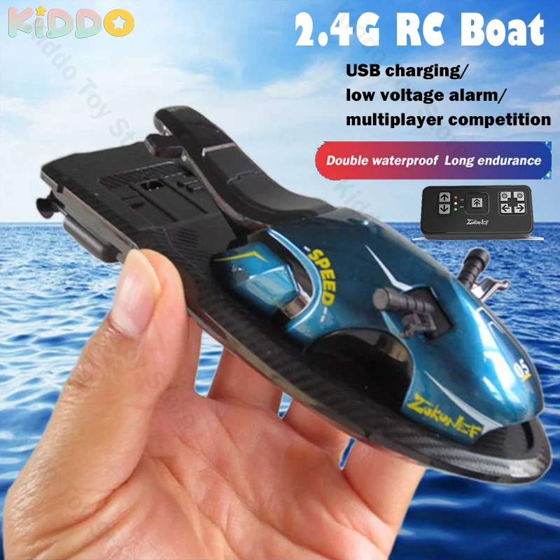 RC Boat Mini Remote Control Motorboat 2.4GHz Speedboat Waterproof USB Charge - £27.22 GBP