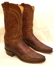 Men&#39;s Western Boots by Lucchese 1883 Sz-9.5D Brown Embroidered Leather - £205.42 GBP