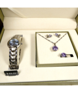 Cote d&#39; Azur Purple Amethyst Rhinestone Necklace Earrings Ring Watch Set... - €20,31 EUR
