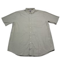 Eddie Bauer Shirt Mens L Tall Tan Green Short Sleeve Button Up Workwear - $18.69
