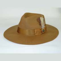 Mens Hat By BRUNO CAPELO Australian Wool Wide Brim Fedora Duke DU723 Acorn Camel image 3
