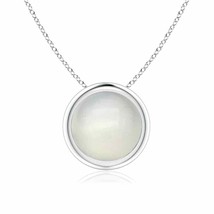 Bezel-Set Round Moonstone Solitaire Pendant in Silver - £159.62 GBP