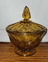 Vintage Amber Candy Compote Covered Dish Classic Retro - £15.84 GBP
