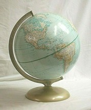 Vintage Rand McNally World Map 3D Topography 12&quot; Diameter Globe w Stand ... - $59.39