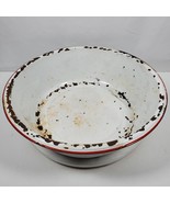 Primitive Farmhouse Enamel Wash Basin Bowl 16x4.5 Inch Large Rusty Rustic - $60.66 CAD