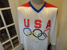 Vintage 90&#39;s White USA Olympics General Mills Screen Hockey Jersey Adult XL Rare - £29.24 GBP