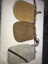 Lot Of 3 Vintage 1960sLeather Pouches Genuine BeedsDeerskin Made In USA  - £10.14 GBP