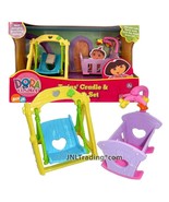 Year 2005 Dora the Explorer TWIN&#39;S CRADLE &amp; SWING SET w/ Swinging Rockin... - $52.35