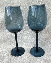 2 BLUE WINE GOBLETS GLASSES 9.25” Tall x 2.5” In Diameter Rim To Rim EUC - $18.99