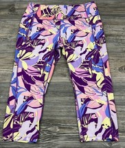 Avia Capri Leggings Multicolor Leaf Print Purple Pull-On Active Women&#39;s XXL(20) - £8.56 GBP