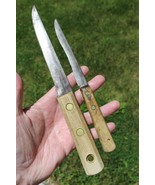 Primitive butcher knife lot x2 antique OLD HAND FORGED - $81.89 CAD