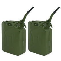 Two Green 5 Gallon 20L Jerry Can Metal Steel Tank Military Style Storage... - £94.45 GBP