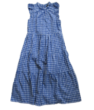 NWT J.Crew Tall Tiered Ruffle-Sleeve Midi in Sapphire Gingham Cotton Dre... - £73.54 GBP