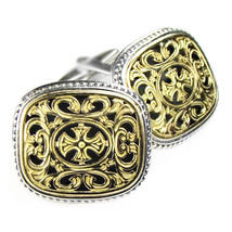 Gerochristo 7073 - Solid Gold &amp; Silver Medieval-Byzantine Cross Cufflinks  - $1,850.00