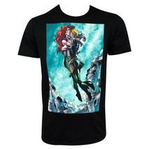 Aquaman and Mera Kissing Black Men&#39;s T-Shirt Black - £21.09 GBP