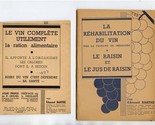 Le Vin Complete Utilement &amp; La Rehabilitation Du Vin Booklets 1940&#39;s Bar... - £37.54 GBP