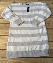 lulus NWT women’s stripe sweater dress size L Taupe Cream SF - £10.49 GBP