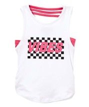MSRP $20 Dreamstar White Checkerboard &#39;Vibes&#39; Strappy Shirred Tank White... - $8.54