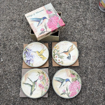 Mini Plates Hummingbird Wings &amp; Blossoms set of 4 plates Susan Winget MWW - $29.07