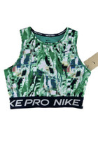 Nike Pro Dri Fit Green Abstract Cropped Sleeveless Training Tank Top Size S New - $25.70