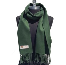 Men Women 100% CASHMERE Scarf PLAIN solid Forest Warm Wool Made in England #W107 - £7.60 GBP