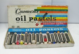Vintage Grumbacher Oil Pastels Used Box Brilliant Colors Pentel Art Orig... - $15.85