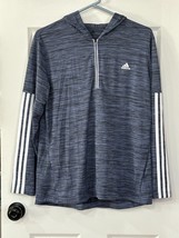 Adidas Hoodie Women XL Blue Pullover Half Zip Hooded Comfort Sweatshirt Jacket - £9.30 GBP