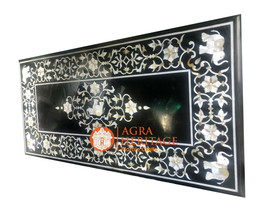 4&#39;x2&#39; Black Marble Restaurant Center Table Top Mother of Pearl Inlay Decor E1143 - £1,226.78 GBP