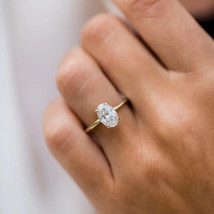 Lab Grown 1.06 CT&#39;s Oval Cut E VVS1 CVD Solitaire 14k Yellow Gold Diamon... - $778.79
