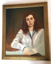 Oil On Board Portrait Of Young Woman In White Short. Unique. Framed. Uns... - £106.34 GBP