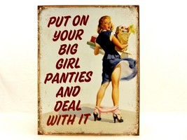 &quot;Big Girl Panties&quot; 12.5 x 16 Metal Poster, She-Shed/Sewing Room Decor, #S-4 - £7.79 GBP
