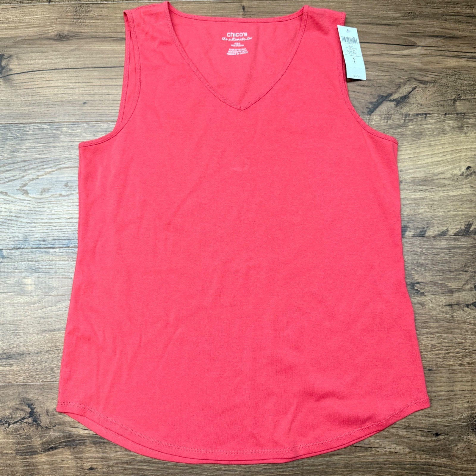 NEW Chico&#39;s Ultimate Tee Tank Top Womens 2 Large Pink Watermelon Fizz Su... - $16.46